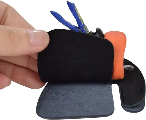 Miniatura 4 de Lengüetas de tiro con arco para dedos y protección de piel de vaca para arco recurvo para diestros Azul