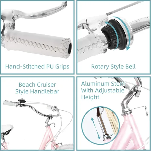 Miniatura 5 de Triciclos para adultos para adultos, triciclos para adultos de 7 velocidades, bicicleta de 3 ruedas de 20/24/26 pulgadas con canasta, bicicletas