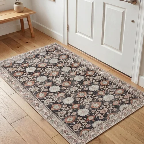 Miniatura 61 de Kuden Alfombra pequeña de 2 x 3, lavable a máquina, parte trasera antideslizante, estilo vintage, suave, pelo bajo, alfombras de área para entrada