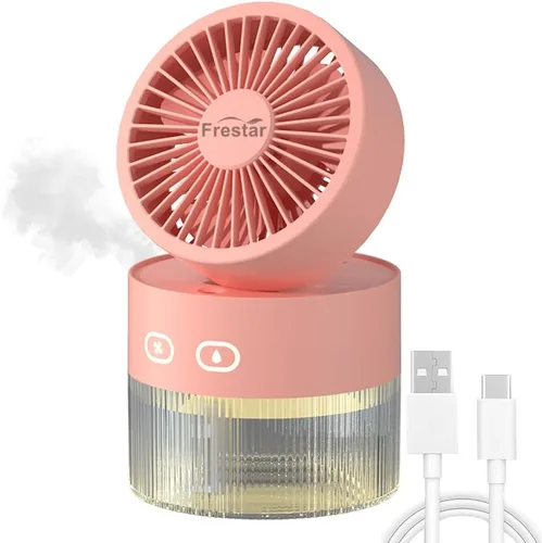 Miniatura 10 de Ventilador de refrigeración personal y humidificador de aire pequeño de 11.8 fl oz con luz nocturna LED, carga USB de escritorio 3 en 1 para oficina