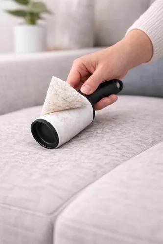 Miniatura 4 de Rodillo de pelusa para pelo de mascotas extra pegajoso – 300 hojas, 1 mango + 5 rollos de recambio, removedor de pelo de perro y gato para ropa