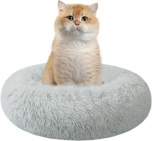 Miniatura 11 de Nisrada Cama para perros pequeños, medianos y grandes, 20 pulgadas, relajante, lavable, redonda, acogedora, suave, cama para mascotas para cachorros
