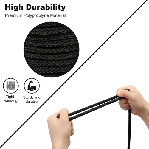 Miniatura 4 de Cuerda trenzada de poliéster negro de 0.157 in – Cuerda de macramé de 30 yardas para hacer joyas, bolsa de manualidades, canasta, cojín, cuerda