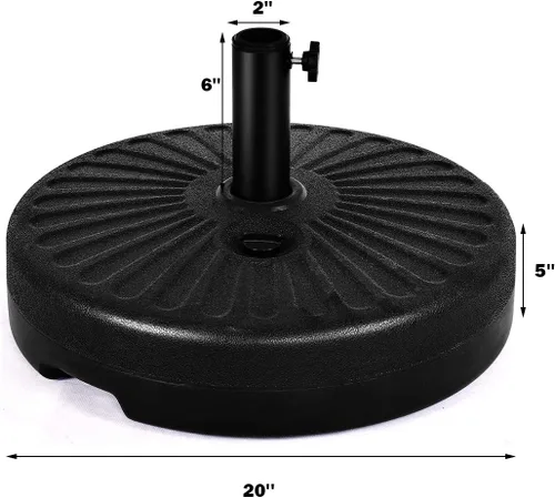 Miniatura 7 de Giantex Base redonda de sombrilla de patio rellena de arena de agua de 23 litros, soporte de sombrilla resistente de 20 pulgadas, soporte