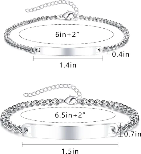 Miniatura 7 de Pulseras a juego, pulseras de pareja, regalos de aniversario para él y ella, novio y novia, pulseras de acero inoxidable, joyería de relación