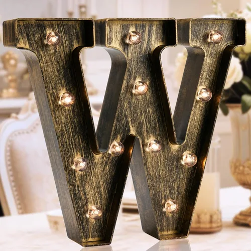 Miniatura 22 de Oycbuzo - Cartel de letras con luces LED doradas y negras, estilo industrial y clásico, para decoración de cafeterías, bodas, fiestas de cumpleaños