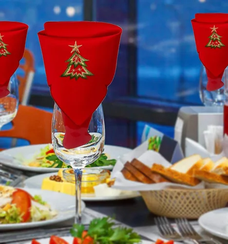 Miniatura 3 de Grelucgo - Servilletas bordadas para árbol de Navidad con diseño de acebo (12 × 12 pulgadas, 4 piezas)
