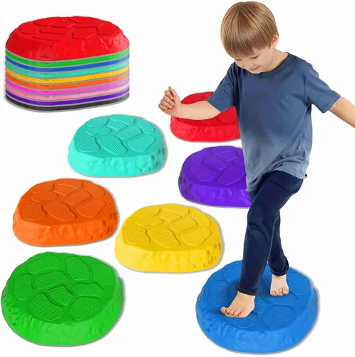 Paquete de 10 Piedras de Paso para Niños, Piedras de Equilibrio Antideslizantes Juego de Coordinación de Carrera de Obstáculos Fomenta el Equilibrio
