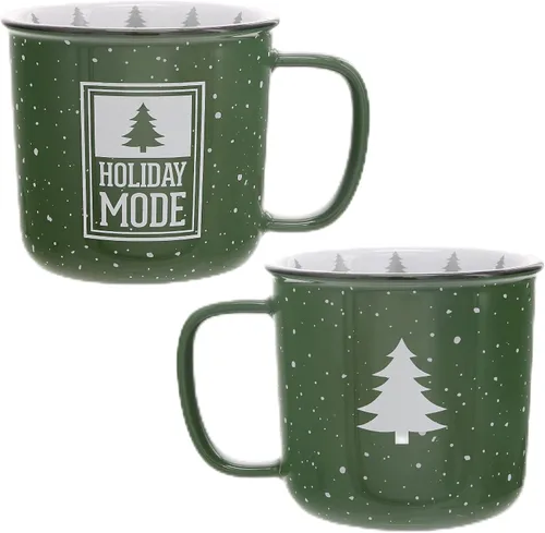 Pavilion Gift Company - Modo festivo: taza de cerámica de 18 onzas, verde con acabado moteado, taza de café duradera de pared gruesa estilo