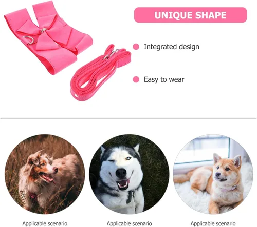 Miniatura 6 de POPETPOP Juego de arnés y correa de microfibra rosa para perro, XL, ajustable, sin tirones, a prueba de escape, diseño integrado, cómodo