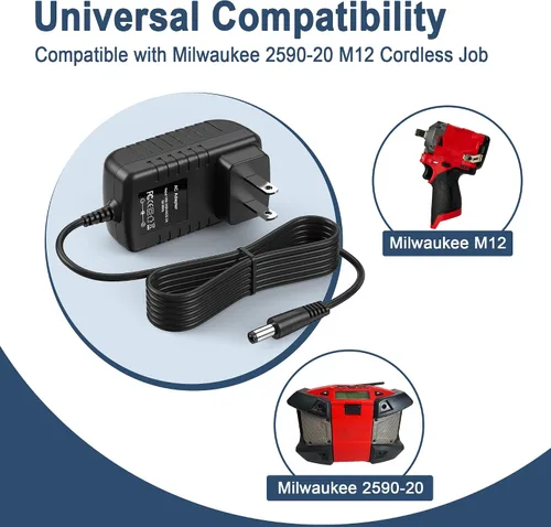 Miniatura 4 de PK Power AC/DC Adaptador para Milwaukee 2590-20 259020 M12 inalámbrico lugar de trabajo Radio Cable de fuente de alimentación Cable cargador