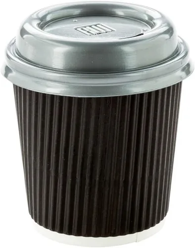 Miniatura 7 de 500 unidades de tazas desechables negras de 4 onzas para bebidas calientes con diseño de pared ondulada: no necesita mangas - Perfectas para Negro