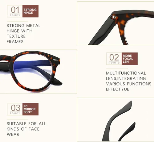 Miniatura 7 de Gafas de lectura multifocales progresivas de enfoque de anillo de 360 ° con bisagra de resorte, lentes presbípicos con bloqueo de luz azul