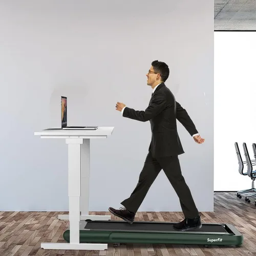 Miniatura 9 de GYMAX Caminadora plegable para debajo del escritorio, 4.75 HP 2 en 1 con control de frecuencia cardíaca, control de aplicación, pantalla táctil LED