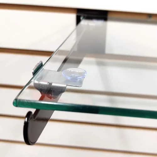 Miniatura 2 de Clip de estante de esquina derecha e izquierda y cojín de goma para soportes para colgar estantes de vidrio, madera o metal, paquete de 10