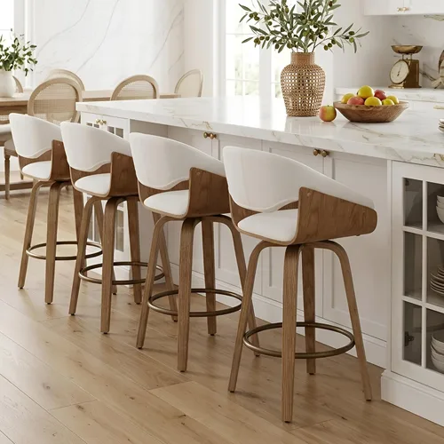 Miniatura 14 de LukeAlon Taburete de Bar Moderno de Sherpa Individual, Taburetes de Altura de Asiento Bajo de 26 Pulgadas Tapizados con Altura de Encimera sin