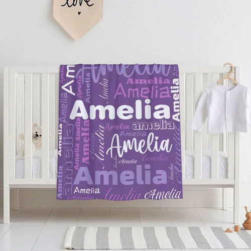 Miniatura 2 de Mantas personalizadas con nombre para niños, mantas de bebé personalizadas para niñas y niños con nombre, mantas de bebé personalizadas con nombre