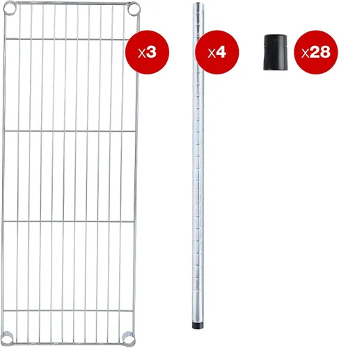 Miniatura 8 de Alera ALE - Estantería de alambre residencial, tres estantes, 36 pulgadas de ancho x 14 pulgadas de profundidad x 36 horas, color plateado
