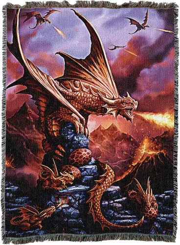 Miniatura 28 de Pure Country Weavers Anne Stokes - Manta de belleza de dragón de la colección Age of Dragons – Manta de fantasía para regalo tejida de algodón