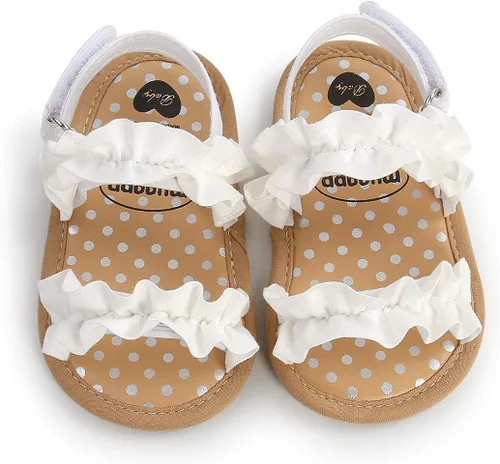 Miniatura 4 de COSANKIM Sandalias de verano para bebés y niñas con suela suave de flores, zapatos de vestir para cuna, recién nacidos, para recién nacidos