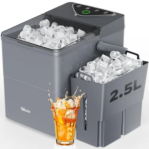 Miniatura 14 de Máquina de hielo Nugget para encimera, Silonn máquina de hielo de pellets masticables con función de autolimpieza, 33 libras/24H máquinas de hielo