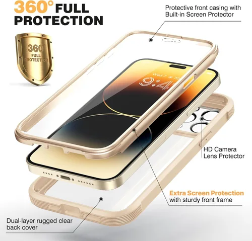 Miniatura 249 de Diaclara Funda diseñada para iPhone 16, mejorada [protección completa de la cámara], carcasa resistente de cuerpo completo con protector de pantalla