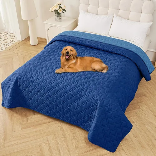 Miniatura 57 de Smiry Funda impermeable para cama de mascota, suave y lavable, para muebles, cama, sofá, reversible, a cuadros (30 x 53 pulgadas, color beige/beige)