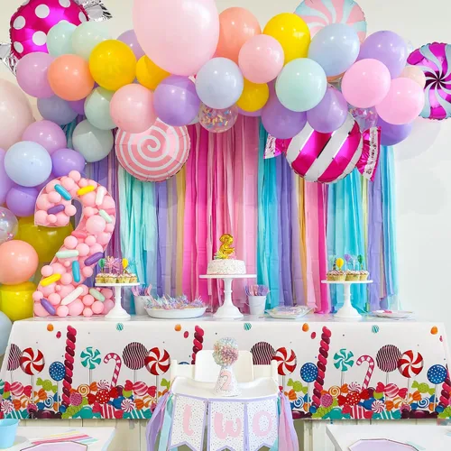 Miniatura 3 de Juego de globos de caramelo dulce con temática de remolino, helio, globos de aluminio de Mylar para fiesta, cumpleaños, suministros de decoración