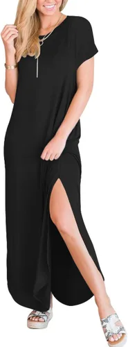 Miniatura 3 de ANRABESS - Vestido largo de playa de verano con bolsillos, suelto, informal, de manga corta, para mujer