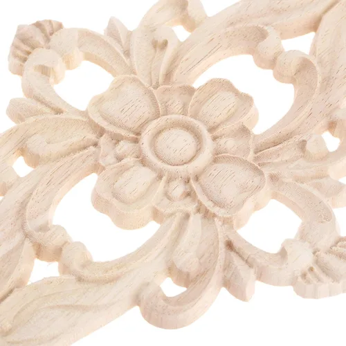 Miniatura 6 de MUXSAM Apliques de madera tallados para muebles, 1 calcomanía sin pintar para puerta, pared, techo, armario, tocador, espejo, cama, mantel, banco