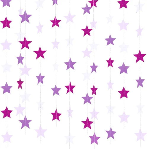 Miniatura 30 de Patelai Guirnalda de estrellas con purpurina 2026, decoración de graduación de 130 pies, pancarta colgante de estrella para fiesta, cumpleaños