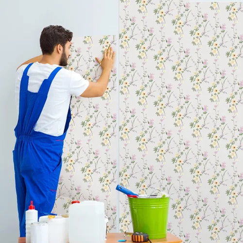 Miniatura 7 de LiveGallery Papel tapiz de flores amarillas, papel tapiz de hojas verdes, papel tapiz extraíble para dormitorio, cuarto de bebé, sala de estar, TV