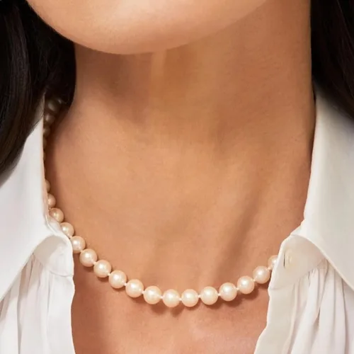 Miniatura 2 de The Pearl Source 14K Gold 6.5-7.0mm AAAA Quality Round White Freshwater Cultured Pearl Necklace for Women in 16"-36" Lengths