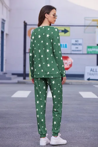 Miniatura 210 de Ekouaer Conjunto de pijama de manga larga para mujer, ropa de dormir suave con cuello redondo y bolsillos