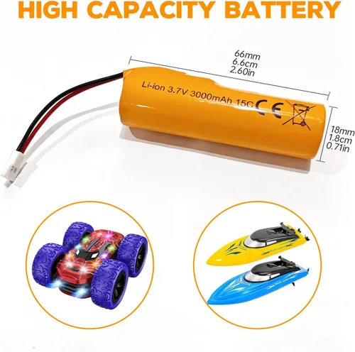 Miniatura 4 de Batería de iones de litio de 3.7 V 3000 mAh con enchufe Molex con cable de carga USB para RC Engineering Car Drift Car Truck Off-Road Vehículo RC