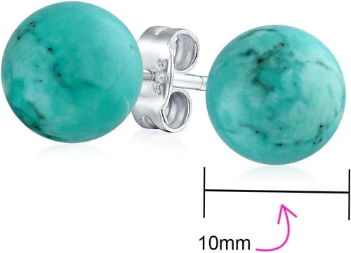 Miniatura 9 de Aretes grandes de plata de ley 925 con piedras preciosas naturales de 0.394 pulgadas para mujeres y adolescentes, variedad de piedras de nacimiento