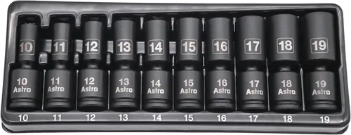Miniatura 10 de Astro Pneumatic Tool 78344 Dados de Impacto Universal Métricos Nano de 3/8" Drive sin Pasadores (10 Piezas)