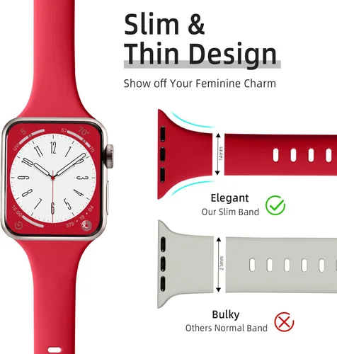 Miniatura 2 de Lerobo - 6 bandas delgadas de silicona compatibles con Apple Watch de 44mm 45mm 42mm 38mm 40mm 41mm, correa deportiva de repuesto delgada y estrecha