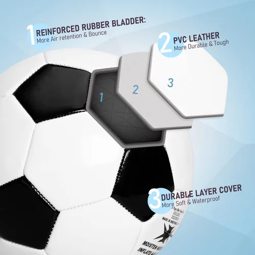 Miniatura 3 de ZOOJOY Balón de Fútbol Tamaño 3 para Niños, Balón de Fútbol de Color Clásico para Niños Pequeños y Niñas con Bomba, Deportes al Aire Libre y Blanco