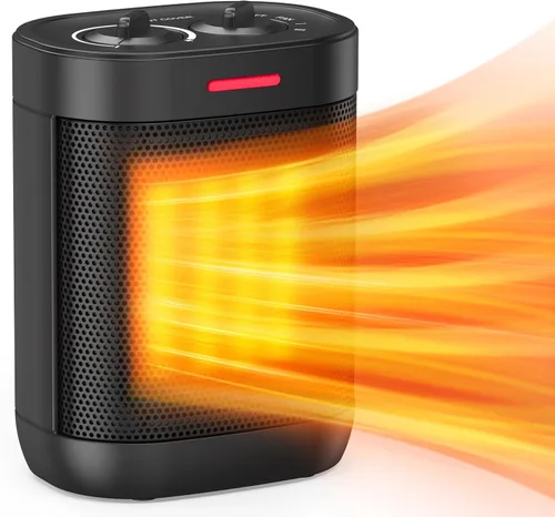 Calentadores de espacio pequeño de 1000 W para uso en interiores, calentador personal de cerámica PTC con protección contra sobrecalentamiento y