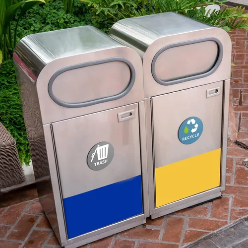Miniatura 2 de Chinco 8 piezas magnéticas de reciclaje y basura, símbolo de logotipo de reciclaje y bote de basura, calcomanía magnética para contenedores