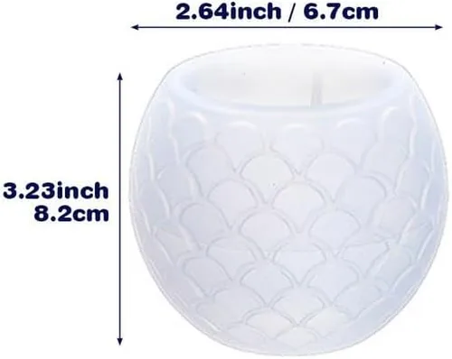 Miniatura 5 de Moldes de resina para macetas de silicona, diseño redondo de escuadra de pescado para resina epoxi, hormigón, maceta, florero, tazón, vela, tarro
