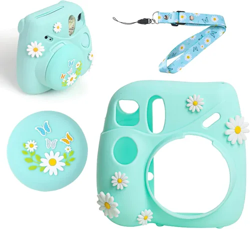 Miniatura 8 de Funda de silicona para Fujifilm Instax Mini 7+7 Plus piel de cámara instantánea, funda protectora con correa de hombro ajustable