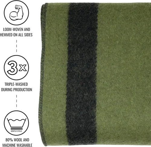 Miniatura 3 de Arcturus Rainier - Manta de lana – 4.5 libras cálida, pesada, lavable, grande Ideal para camping, al aire libre, supervivencia y kits de Cuatro