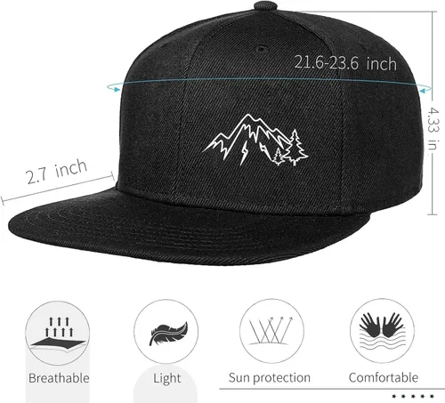 Miniatura 3 de Negi Snapback Hats for Mens Hat Fitted Mountain Gaming Trucker Dad Black Flat Bill Adjustable Baseball Cap Brim