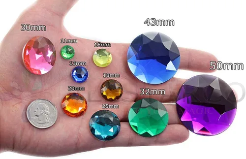 Miniatura 4 de Joyas de diamantes de imitación acrílicos redondos con parte trasera plana de 0.709 in, adornos de gemas de plástico para cosplay, disfraces