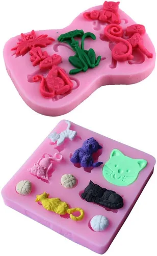 Miniatura 2 de Molde de silicona con forma de gato pequeño, molde de pasta de goma para gatito, chocolate, caramelo, magdalena, herramientas de decoración
