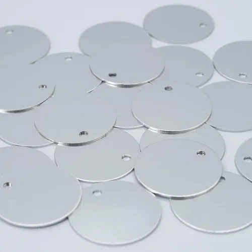 Miniatura 8 de Etiquetas redondas de aluminio en blanco para estampar espacios en blanco para grabar, paquete de 25 (plata)