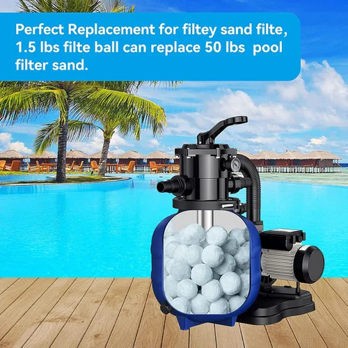 Miniatura 6 de Bola de filtro de piscina de 3.08 libras para bomba de filtro de arena para piscina sobre el suelo, bolas de filtro ecológicas reutilizables que Azul