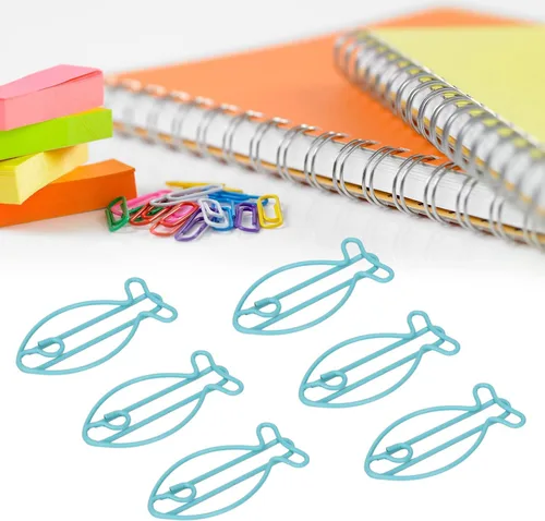 Jeanoko Clips de papel en forma de pescado, clips de papel de metal, clips de oficina portátiles para clasificación de archivos, organización de